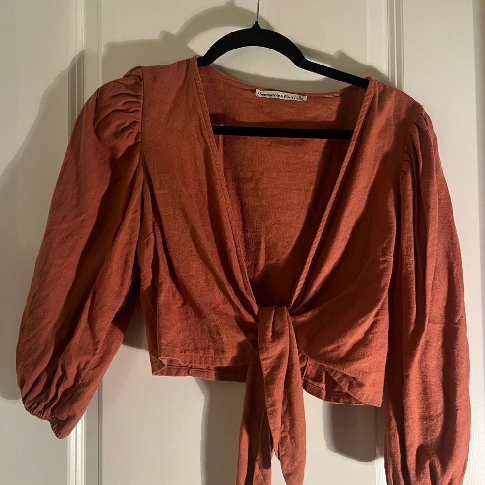 Rust Tie-Front Blouse